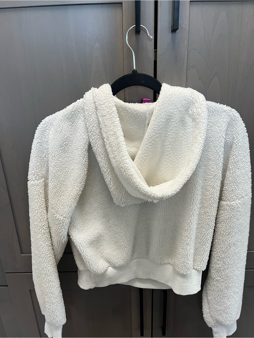 Adore Me Cream Sherpa Cropped Hoodie - Picture 2 of 2